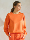 Red Orange Women’s Ultra Soft Scuba Crew Neck Long Sleeve Sweater Top