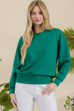 Kelly Green Women’s Ultra Soft Scuba Crew Neck Long Sleeve Sweater Top