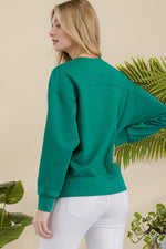 Kelly Green Women’s Ultra Soft Scuba Crew Neck Long Sleeve Sweater Top