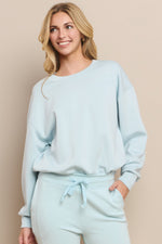 Light Blue Women’s Ultra Soft Scuba Crew Neck Long Sleeve Sweater Top