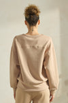 Light Khaki Women’s Ultra Soft Scuba Crew Neck Long Sleeve Sweater Top