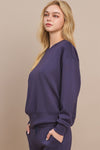 Navy Blue Women’s Ultra Soft Scuba Crew Neck Long Sleeve Sweater Top