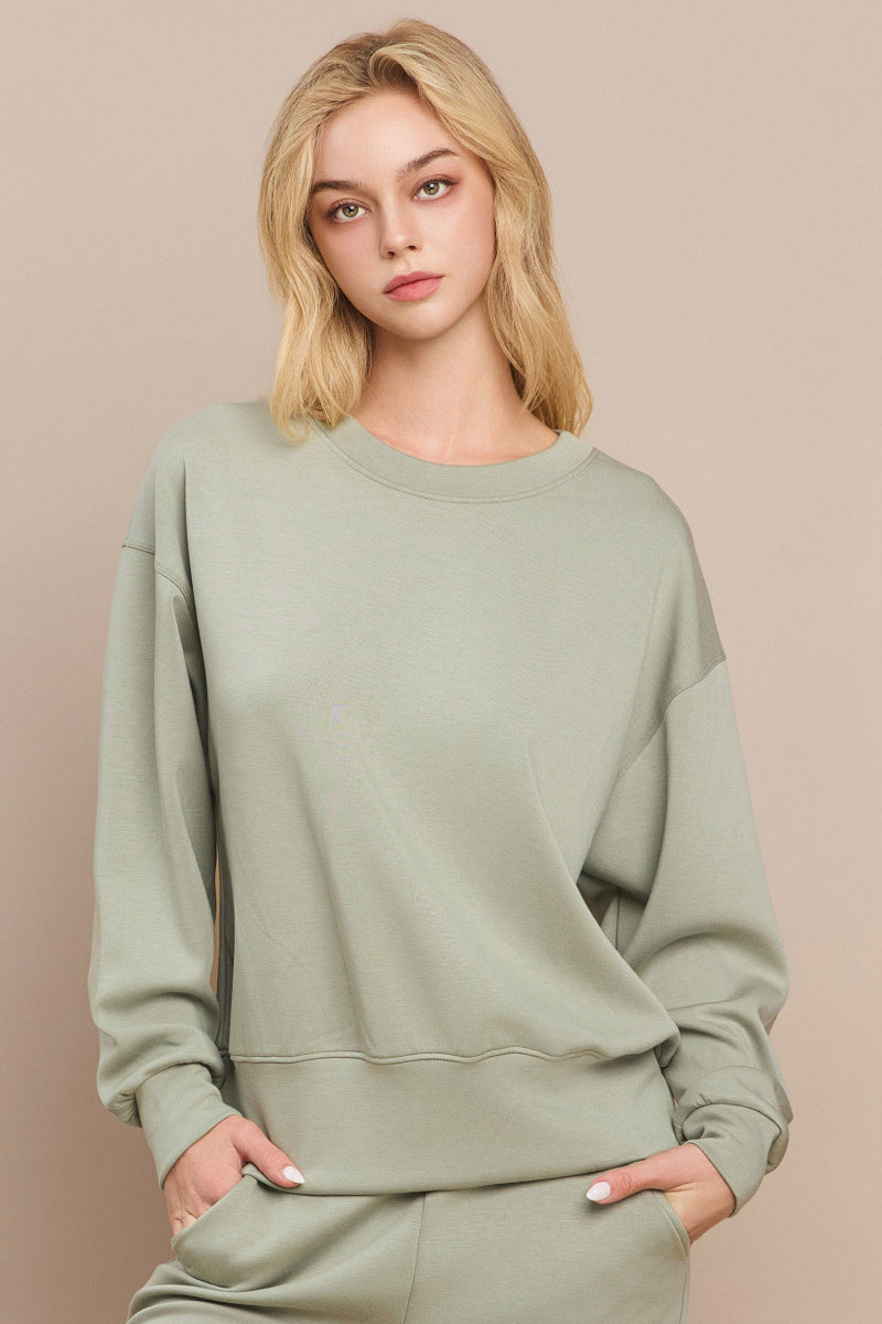 Sage Women’s Ultra Soft Scuba Crew Neck Long Sleeve Sweater Top