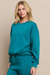 Teal Women’s Ultra Soft Scuba Crew Neck Long Sleeve Sweater Top