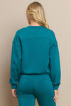 Teal Women’s Ultra Soft Scuba Crew Neck Long Sleeve Sweater Top