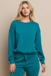 Teal Women’s Ultra Soft Scuba Crew Neck Long Sleeve Sweater Top