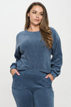 Women's Plus Size Crewneck Corduroy Sweatshirt (XL only)