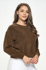 Women's Plus Size Crewneck Corduroy Sweatshirt (XL only)