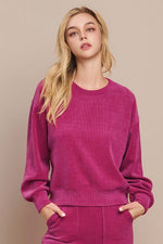 Women's Relaxed Ribbed Corduroy Long Sleeve Top