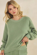 Women's Relaxed Ribbed Corduroy Long Sleeve Top