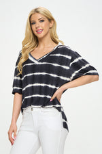 Tie-Dye Striped Short Sleeve Top