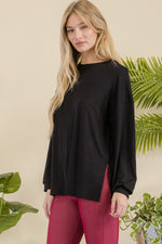 Women's Ribbed Long Sleeves with Side Cut