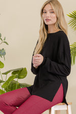 Women's Ribbed Long Sleeves with Side Cut