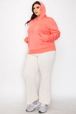 Women's Plus Size Half-Zip Scuba Hoodie with Thumb Hole