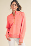 Women's Half-Zip Scuba Hoodie with Thumb Hole