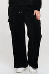 Black Wide Leg Cargo Pants with Drawstring Waist and Side Pockets