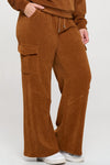 Copper Wide Leg Cargo Pants with Drawstring Waist and Side Pockets