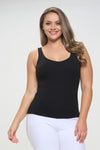 Black Wide Strap Scoop Neck Tank Top, Plus Size