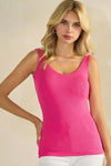 Women's Ribbed Tank Top with Built in Wireless Bra, Fuchsia