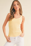 Yellow Wide Strap Scoop Neck Tank Top, Plus Size