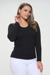 Women's Plus Size Essential Ribbed Long Sleeves Top