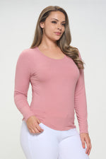 Women's Plus Size Essential Ribbed Long Sleeves Top