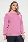Plus Size Women's Comfort Drape Oversized Crewneck Top