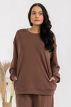 Plus Size Women's Comfort Drape Oversized Crewneck Top