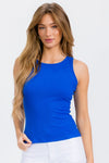 Women’s Royal Blue Crew Neck Wide Strap Ribbed Layering Tank Top