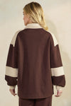 Comfort Drape Duo Tone Half Zip Pullover Top