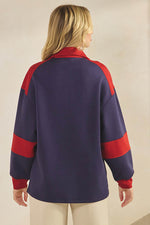 Comfort Drape Duo Tone Half Zip Pullover Top