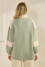 Comfort Drape Duo Tone Half Zip Pullover Top