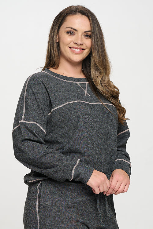 Plus Size Women's Ultra Soft Long Sleeve Crew Neck Top