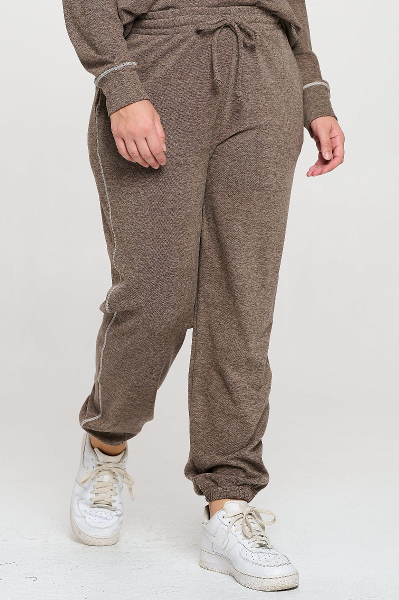 Khaki Ultra Soft Joggers with Drawstring and Cinched Cuffs