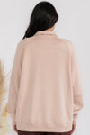 Apricot Colored Ultra Soft Relaxed Fit Funnel Neck Full Zip Jacket with Pockets