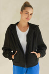 Black Relaxed Fit Travel Fleece Hoodie with Pockets