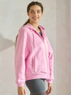 Pink Relaxed Fit Travel Fleece Hoodie with Pockets