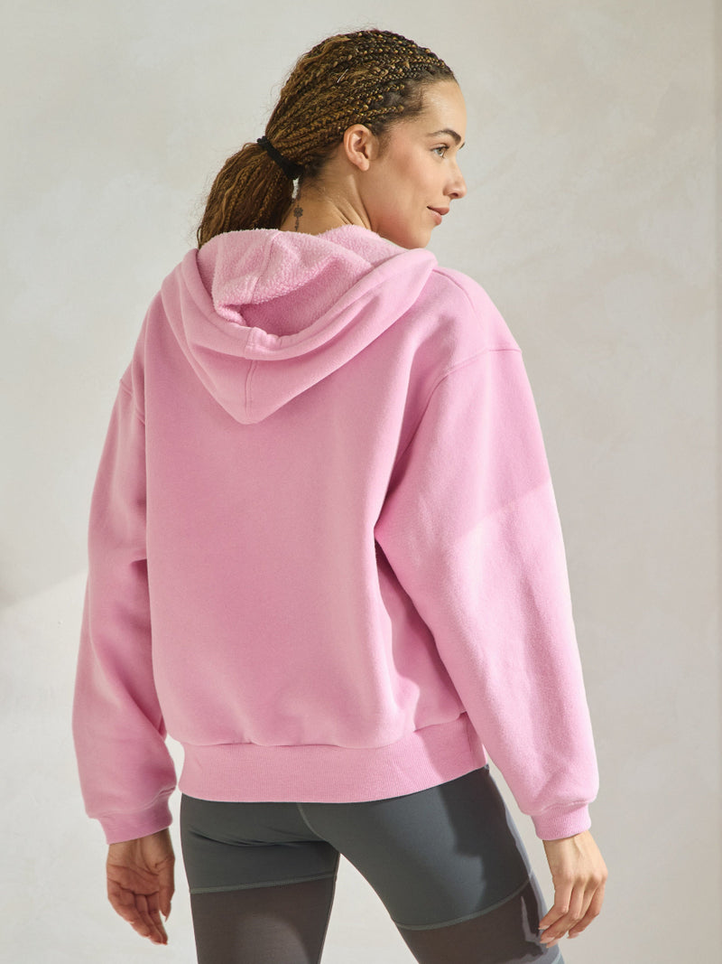 Pink Relaxed Fit Travel Fleece Hoodie with Pockets