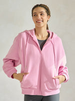 Pink Relaxed Fit Travel Fleece Hoodie with Pockets