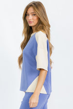 Womens Fashion Color-Block Top 2-Tone Extra Soft and Breathable