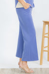 Light Denim Cropped Modal Scuba Relaxed Fit Pants with Pockets 