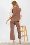 Women’s Classic Drape Two Tone Short Sleeve Top & Cropped Pants Set