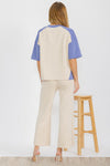 Women’s Classic Drape Two Tone Short Sleeve Top & Cropped Pants Set