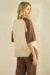 Women’s Classic Drape Two Tone Short Sleeve Top & Cropped Pants Set