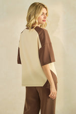 Women’s Classic Drape Two Tone Short Sleeve Top & Cropped Pants Set