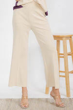 Oat Cropped Modal Scuba Relaxed Fit Pants with Pockets 