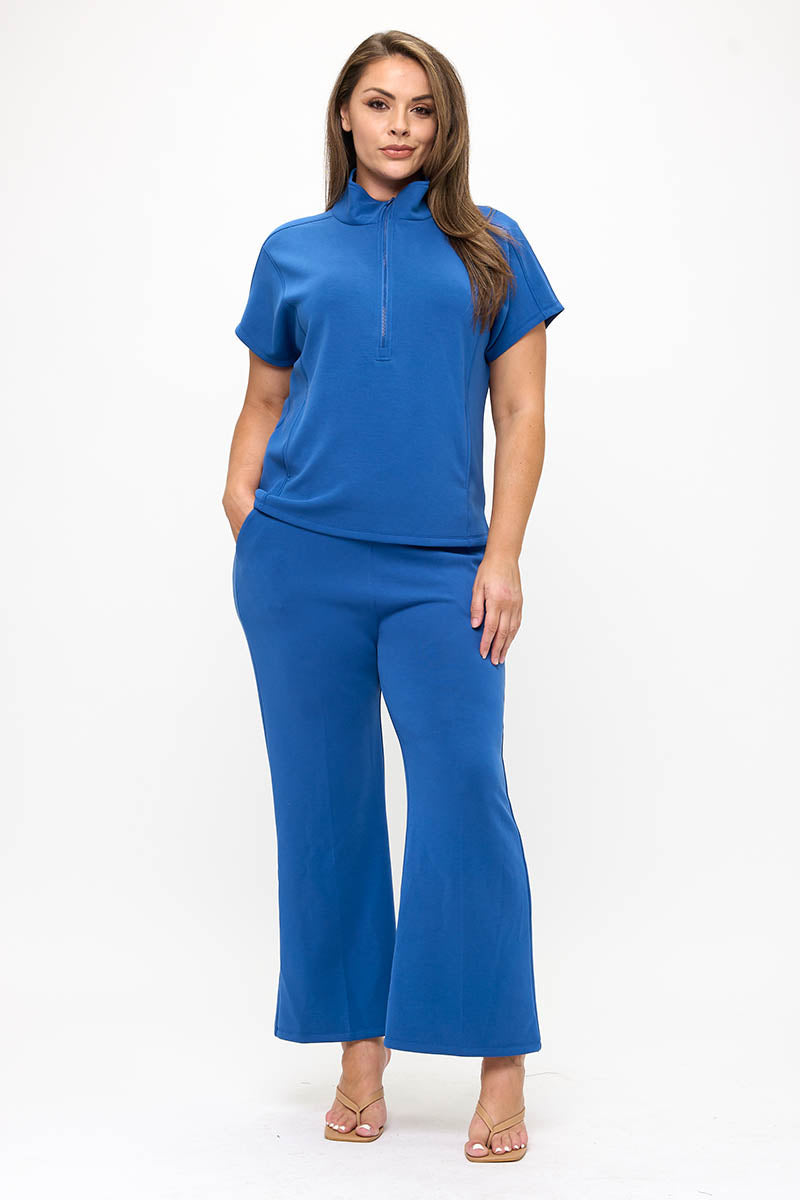 Plus Size Women’s Comfort Drape Half Zip Set