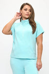 Plus Size Comfort Drape Half Zip Top