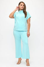 Plus Size Women’s Comfort Drape Half Zip Set