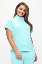 Plus Size Comfort Drape Half Zip Top